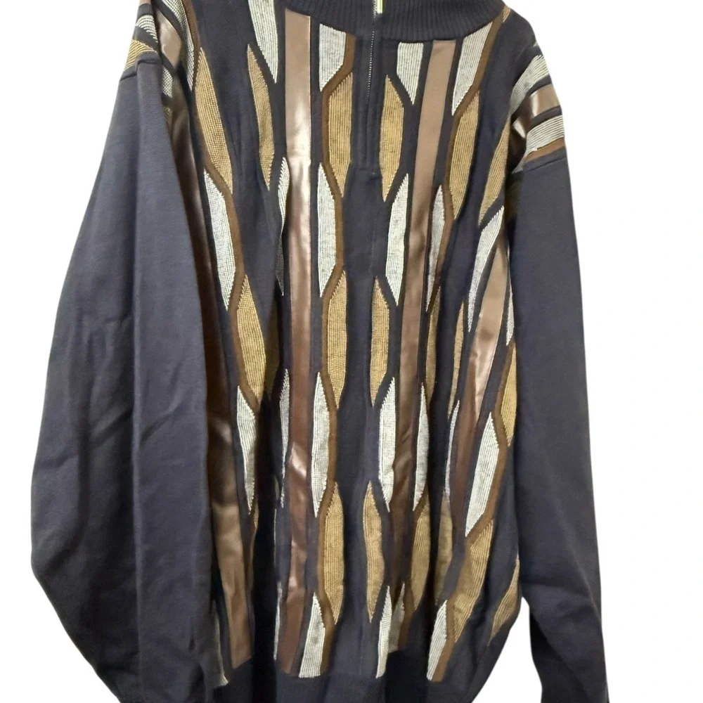 Stacy Adams Geometric Black and Brown Cardigan